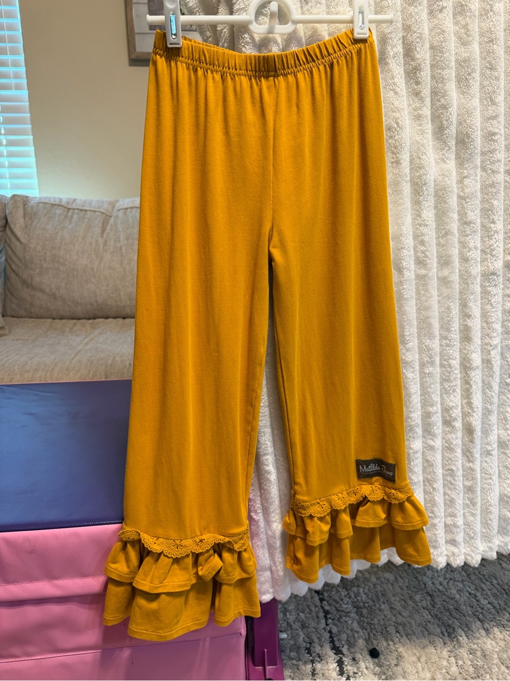 Matilda Jane Mustard Ruffle-Hem Pajama Bottoms